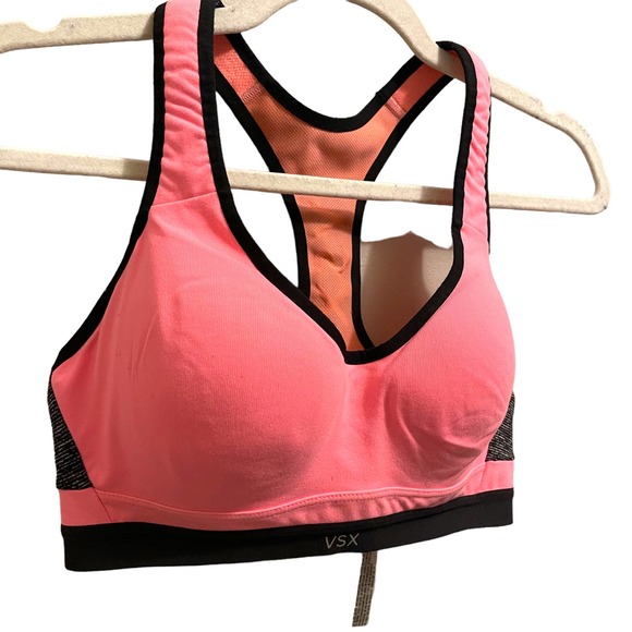Victoria's Secret VSX Sport Bra | Underwire | Lightly Lined | Pink Black | 32C - Picture 2 of 7